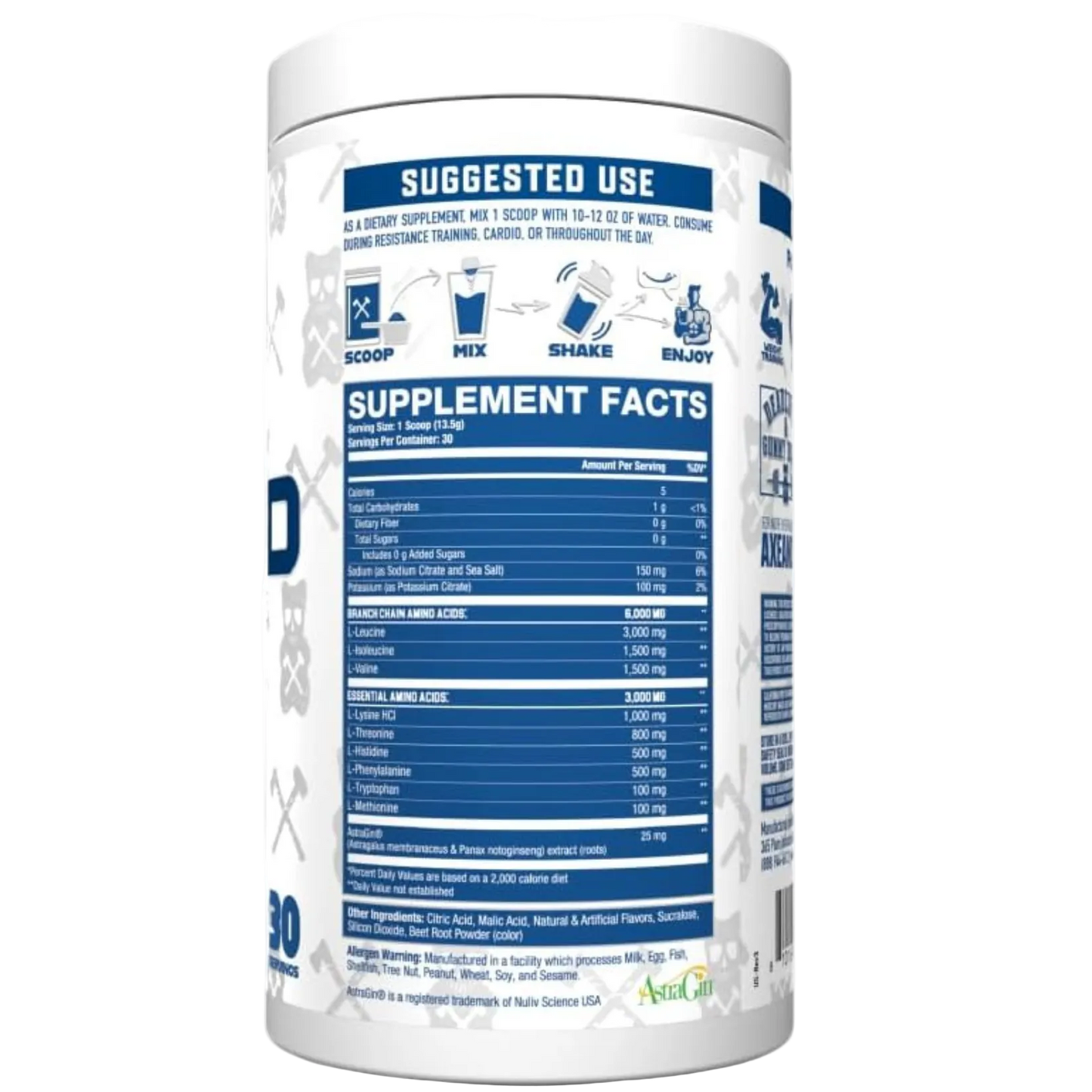 Axe & Sledge The Grind EAA + BCAA Powder | Muscle Recovery & Electrolyte Hydration | Stimulant-Free