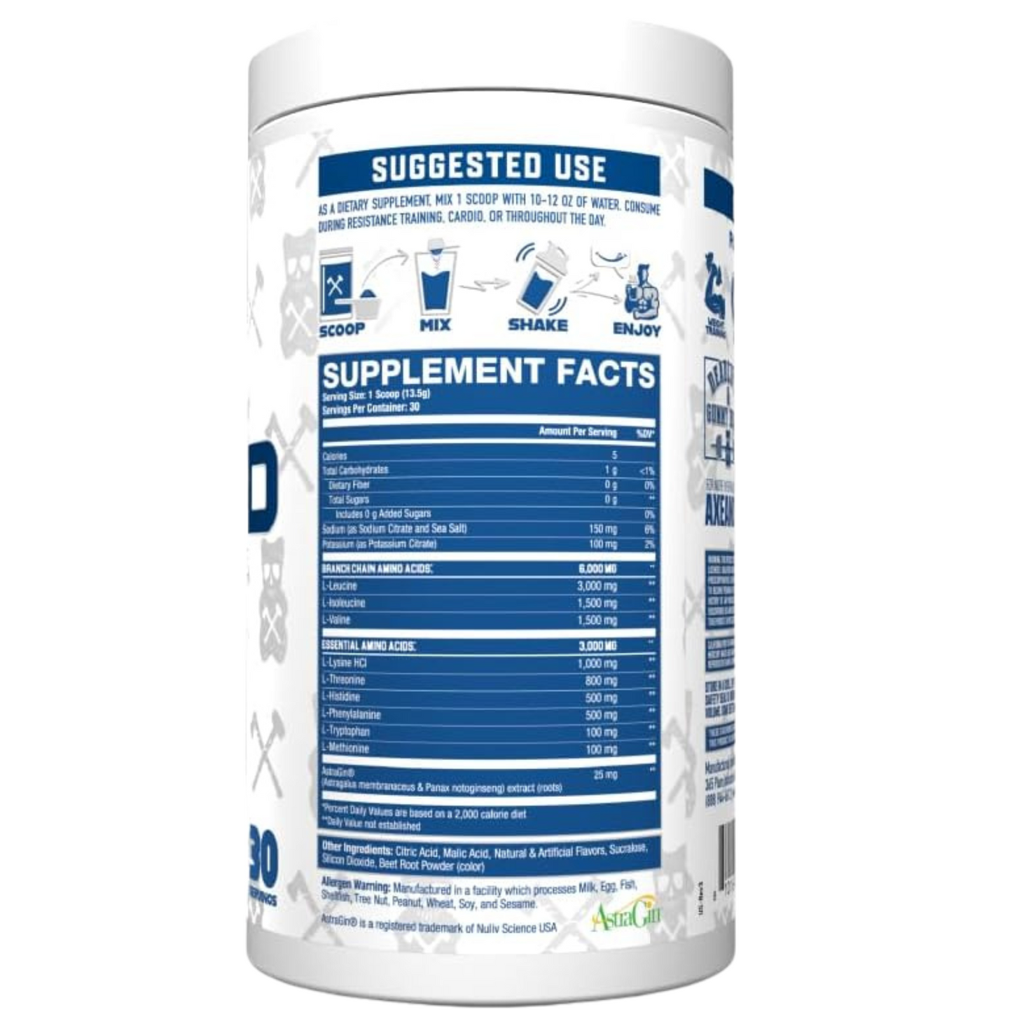 Axe & Sledge The Grind EAA + BCAA Powder | Muscle Recovery & Electrolyte Hydration | Stimulant-Free